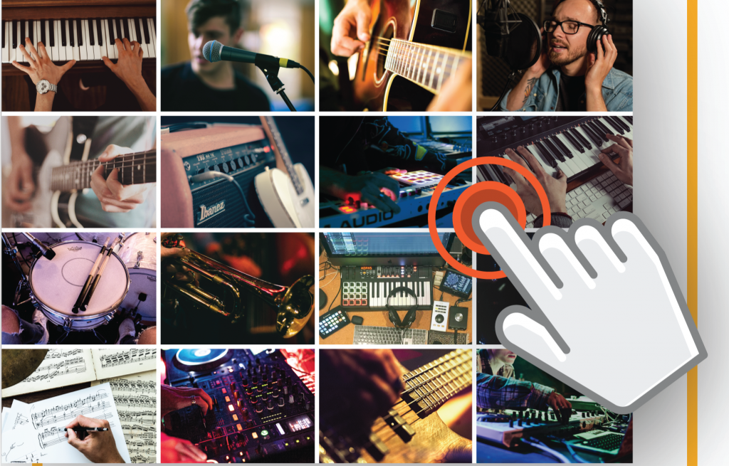 קולאז׳ תמונות של נגינה ושירה
